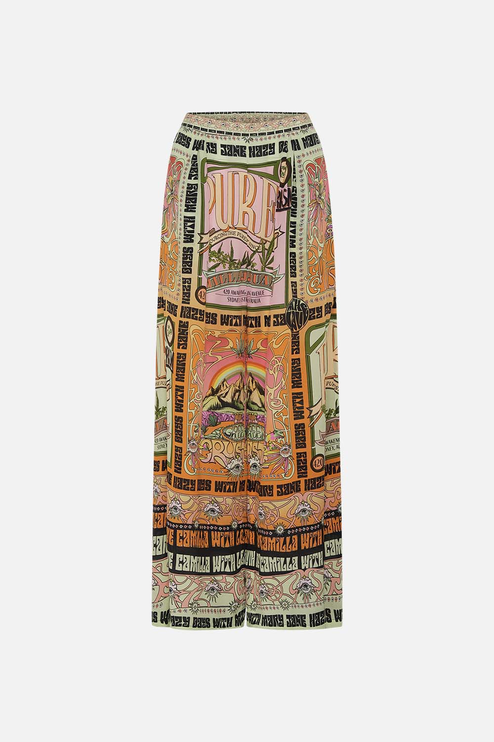 CAMILLA tuck front pants in Lets Chase Rainbows print