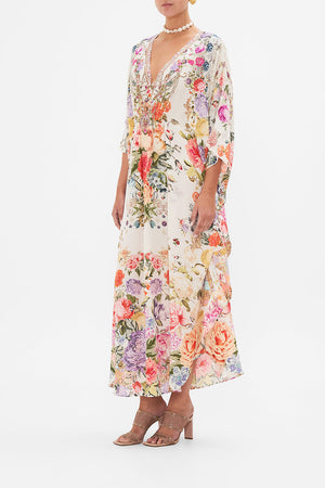 GATHERED WAIST KAFTAN EGYPTIAN ROSE