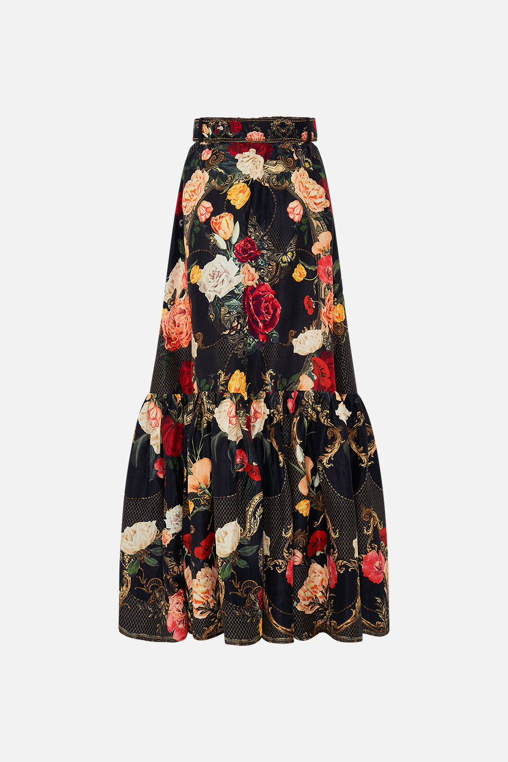 CAMILLA Black Skirt with Deep Hem Frill and Belt in Magic in the Manuscripts