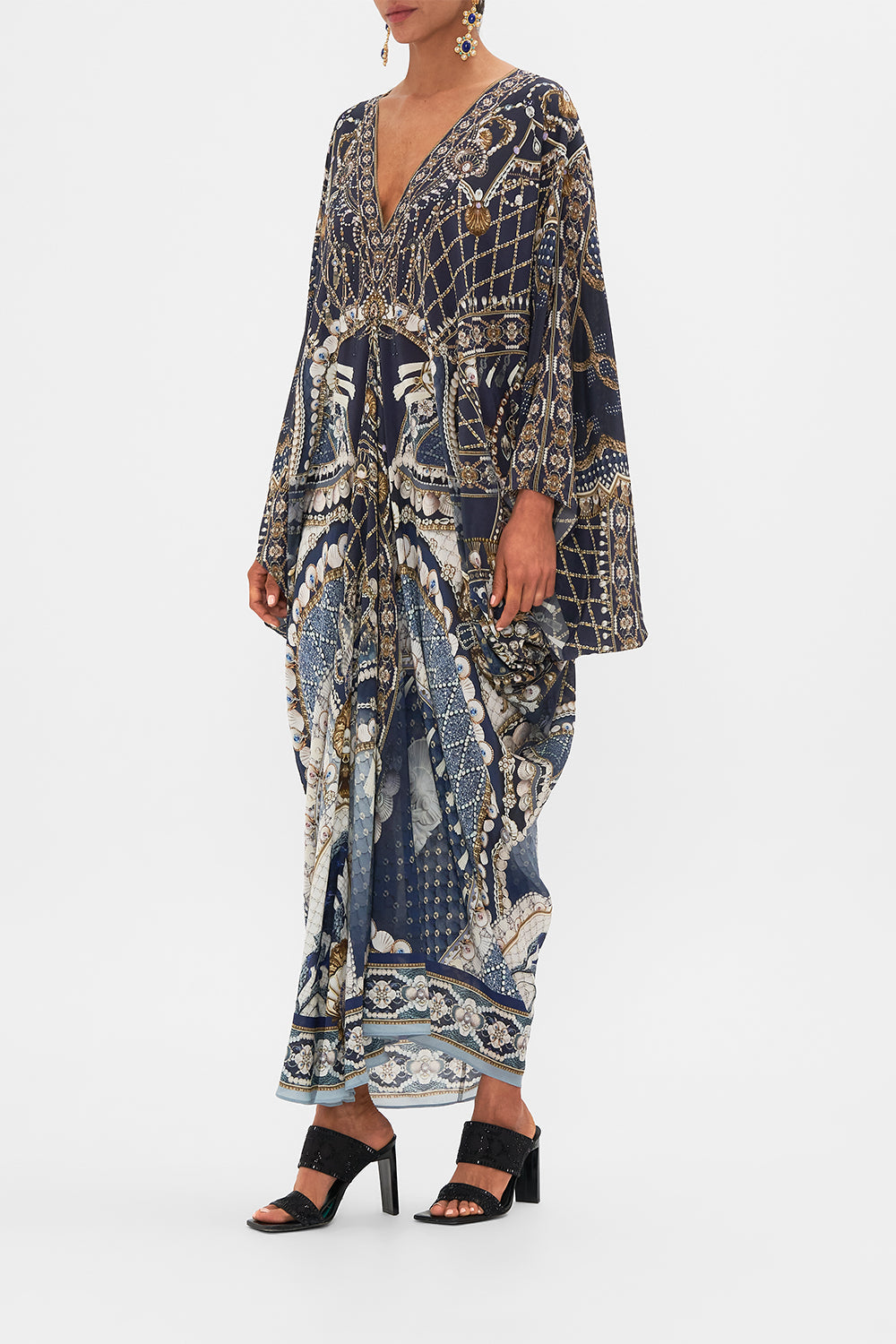 CAMILLA black/Gold T-Shape Long Kaftan in Dance with the Duke