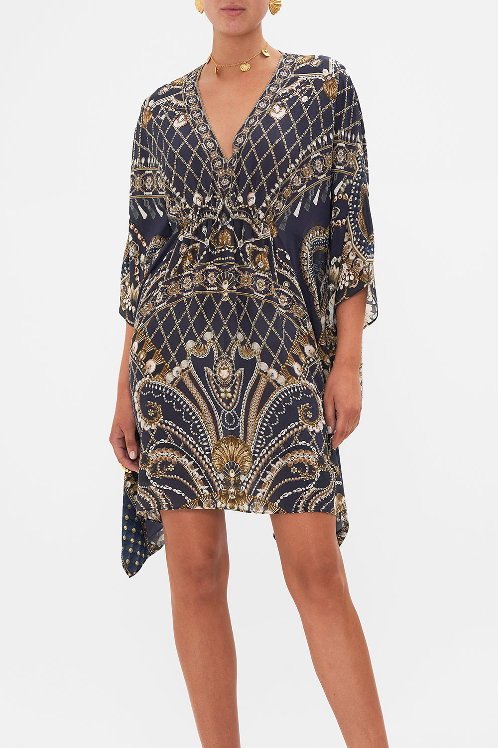 CAMILLA floral slouch shoulder bag in Stitched in Time print.