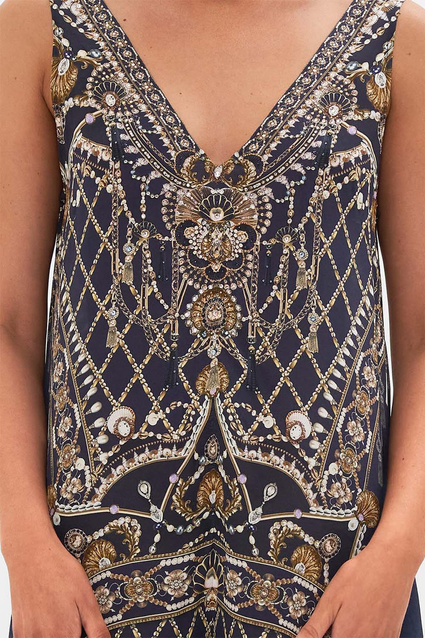 V NECK FLARED JUMPSUIT JUNGLE FLIGHT