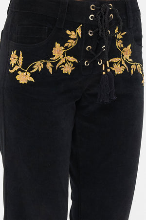 EYELET FRONT PANT - BLACK STITCHED IN TIME