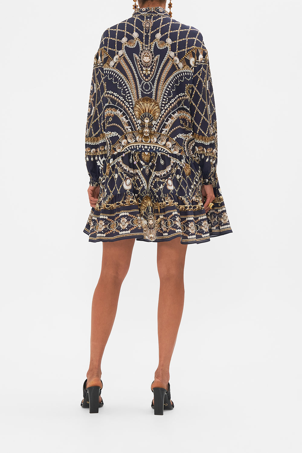 CAMILLA black/Gold Tiered Shirt Dress in Dance with the Duke