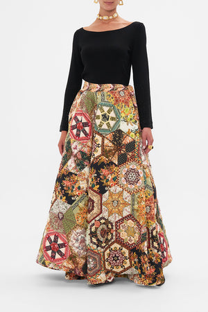 REVERSIBLE EMBROIDERED QUILTED WRAP SKIRT STITCHED IN TIME – CAMILLA