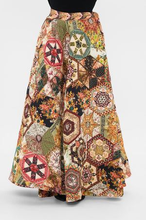 REVERSIBLE EMBROIDERED QUILTED WRAP SKIRT STITCHED IN TIME – CAMILLA