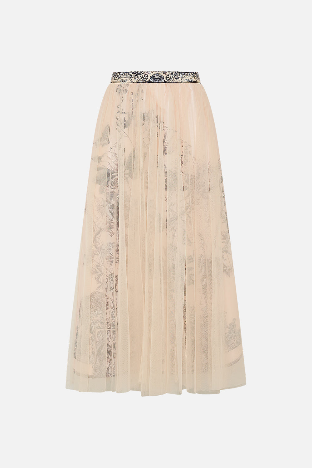 CAMILLA midi tulle skirt in Etched Into Eternity print
