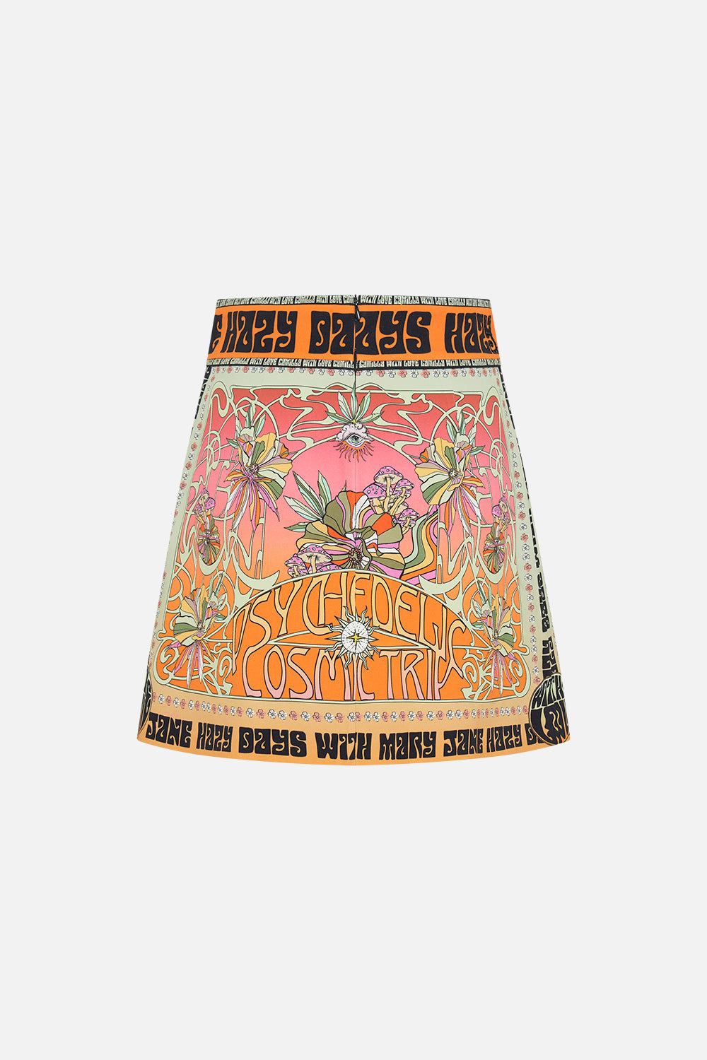 CAMILLA mini skirt in Lets Chase Rainbows print