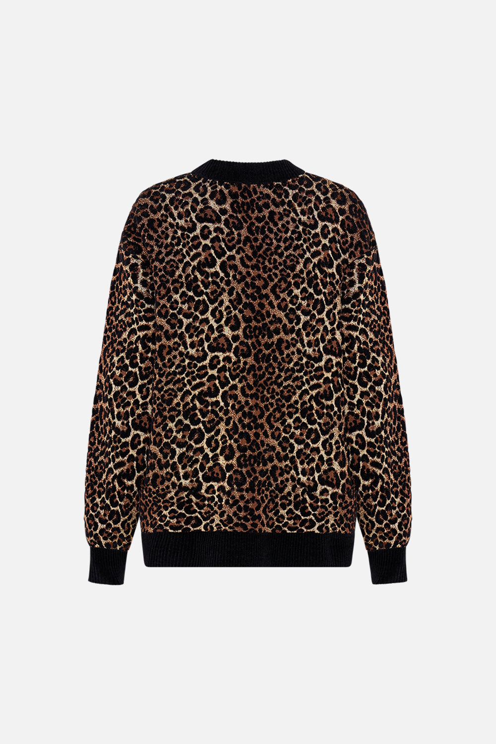 CAMILLA Leopard Crew Neck Oversized Knit in Amsterglam
