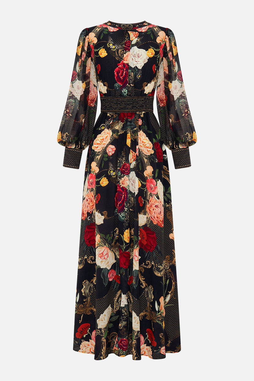 LOTUS gathered waist dress, 3/4 sleeves