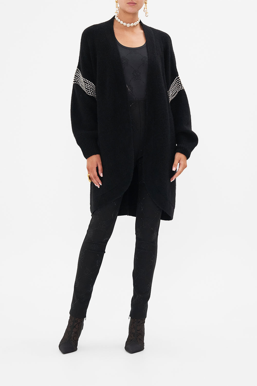 CAMILLA multicolor cocoon knit layer in Magic In The Manuscripts print.