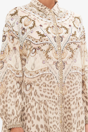 CAMILLA silk shirt dress in Grotto Goddess print