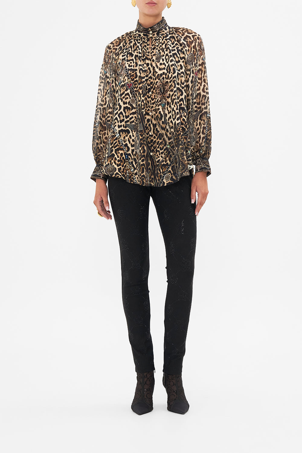 CAMILLA Leopard Raglan Button Up Shirt in Amsterglam