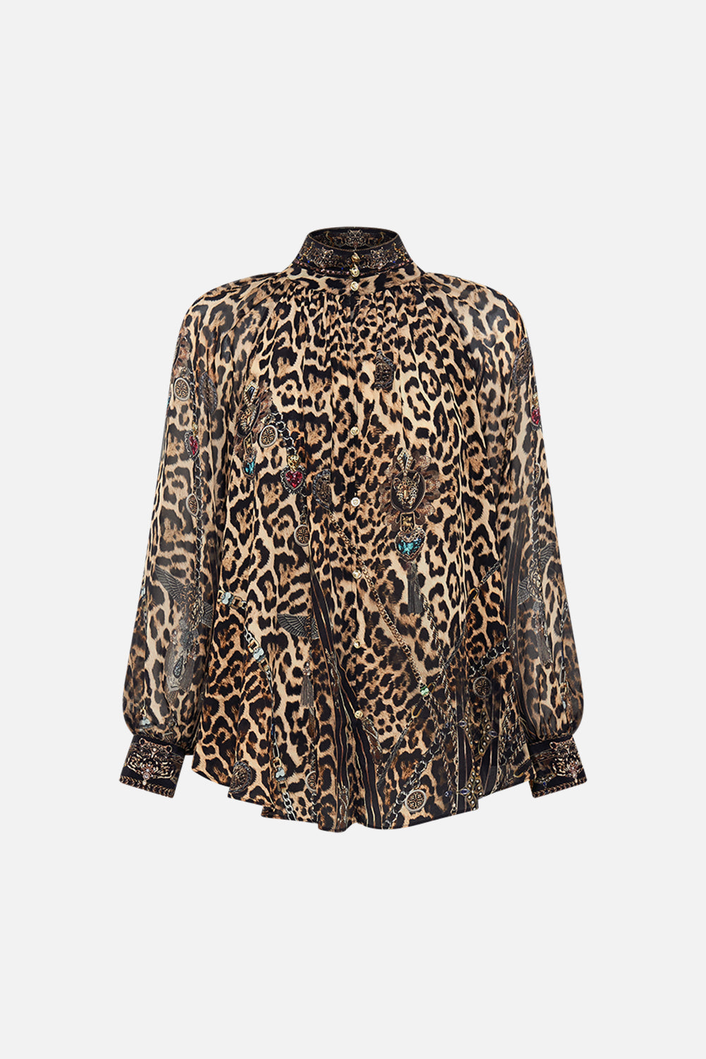 CAMILLA Leopard Raglan Button Up Shirt in Amsterglam