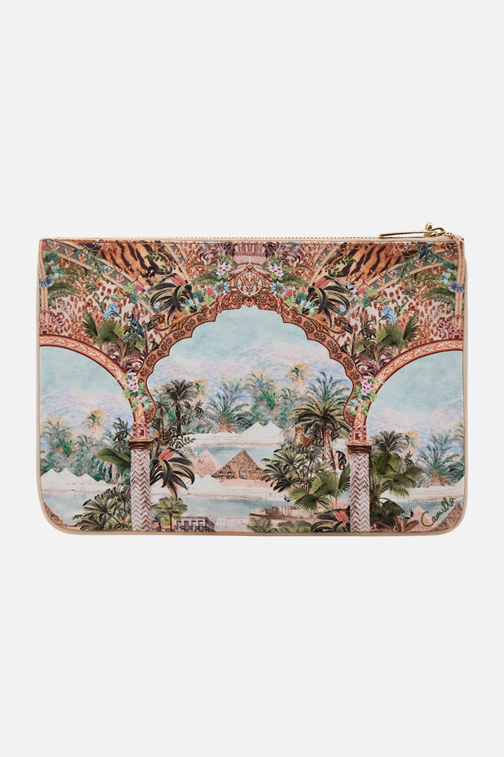 CAMILLA Small Canvas Clutch in Views of the Valley Print