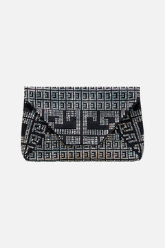 CAMILLA Oversized Envelope Clutch in Solid Black print
