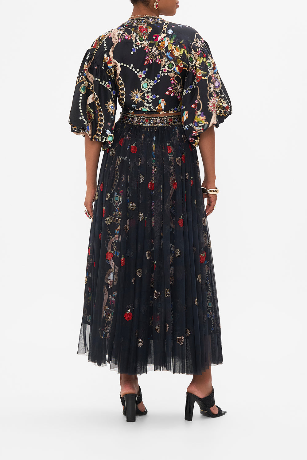 Disney CAMILLA puff sleeve top in Happily Ever After print