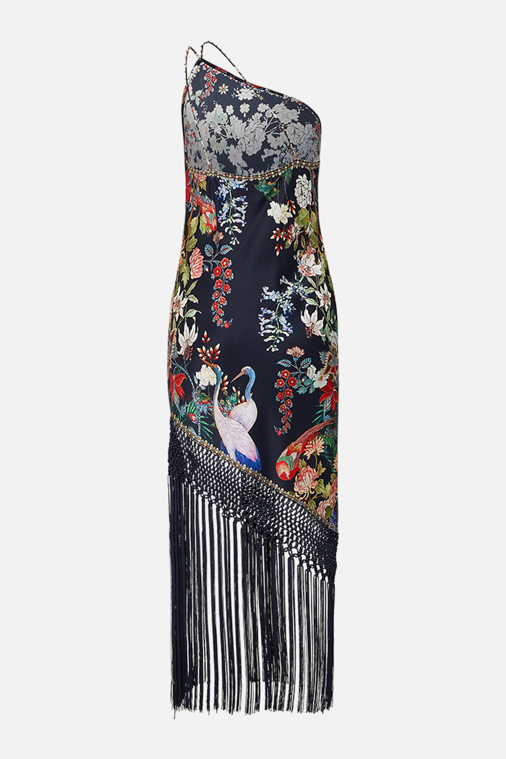 ONE SHOULDER DRESS WITH MACRAME FRINGING PALACIO POETRY