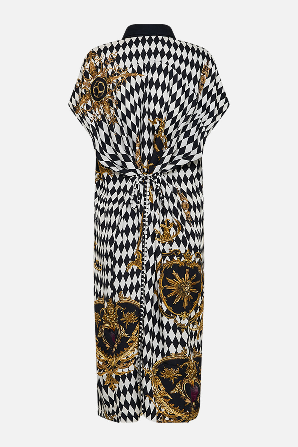 The CAMILLA SLEEVELESS SHIRTDRESS MONARCHY MANIA in our  print.