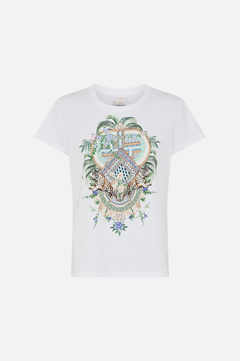 SLIM FIT ROUND NECK T-SHIRT - WHITE JARDIM PARTY