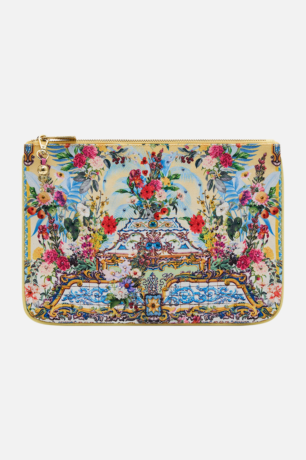 The CAMILLA SMALL CANVAS CLUTCH FLOR FANTÁSTICA in our FLOR FANTÁSTICA print.