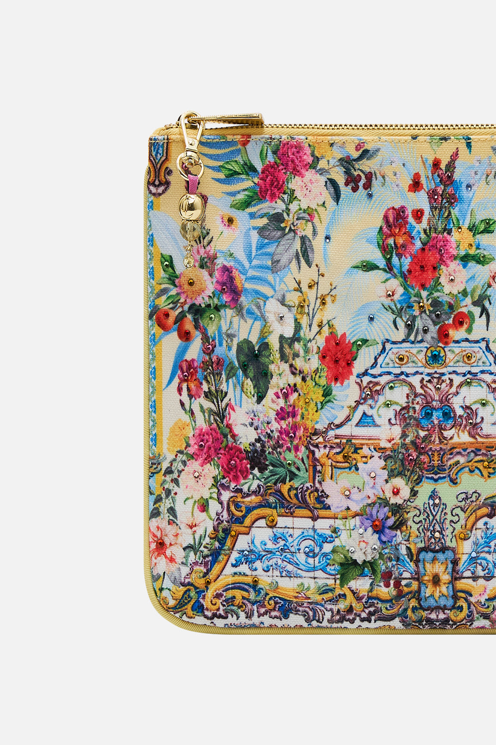The CAMILLA SMALL CANVAS CLUTCH FLOR FANTÁSTICA in our  print.