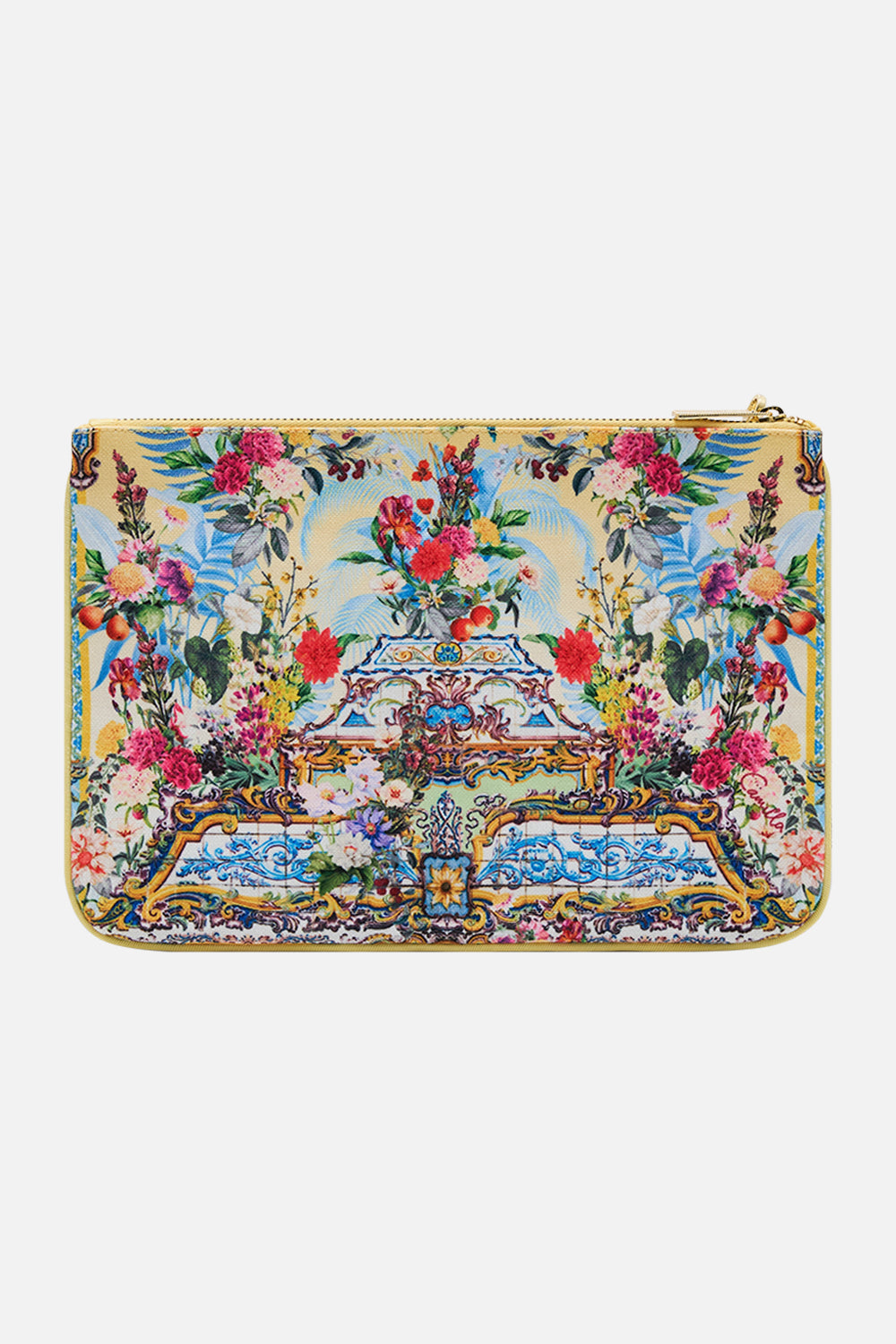 The CAMILLA SMALL CANVAS CLUTCH FLOR FANTÁSTICA in our  print.