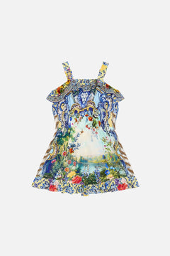 CAMILLA Kids Frill Playsuit With Elastic Waist 12-14 in Wall To Wall Wonders print