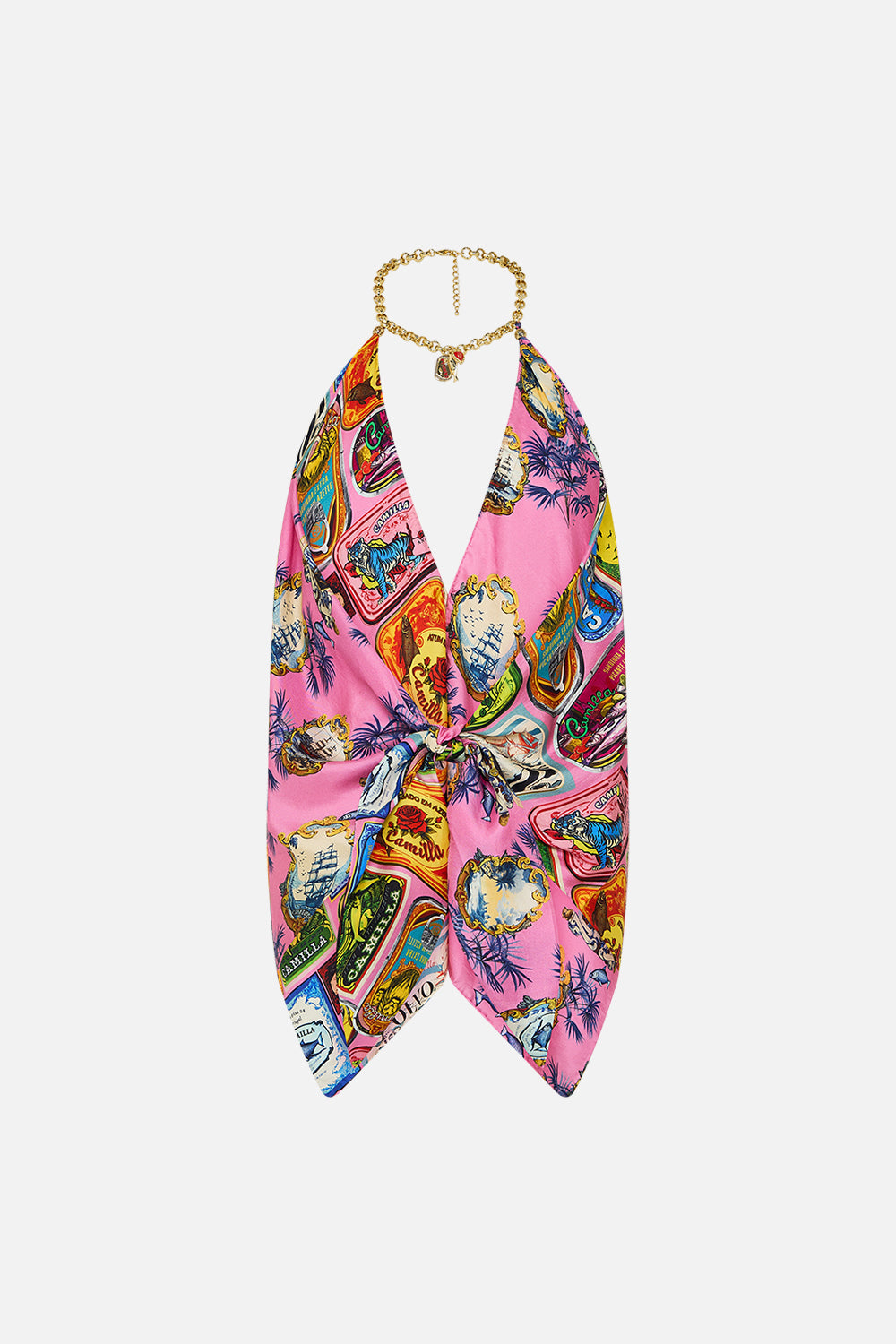【美品✨】CAMILLAカミラ スリムフィット カフタン スプリット高級 シルク The Salty Splendour Knotted Scarf Top | CAMILLA US – CAMILLA