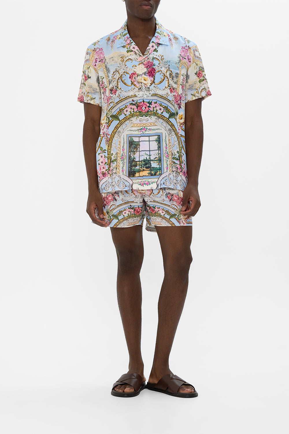 The CAMILLA short sleeve camp collared shirt from our print tiled in time