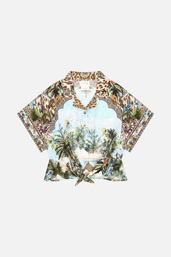 Milla By CAMILLA Kids Crop Tie Front Shirt in 12-14 Views of the Valley Print.