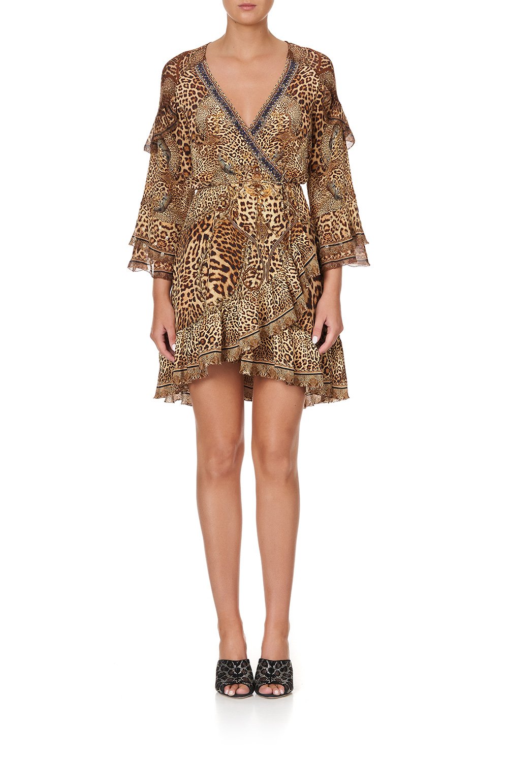 SHORT WRAP DRESS WITH RUFFLES LADY LODGE