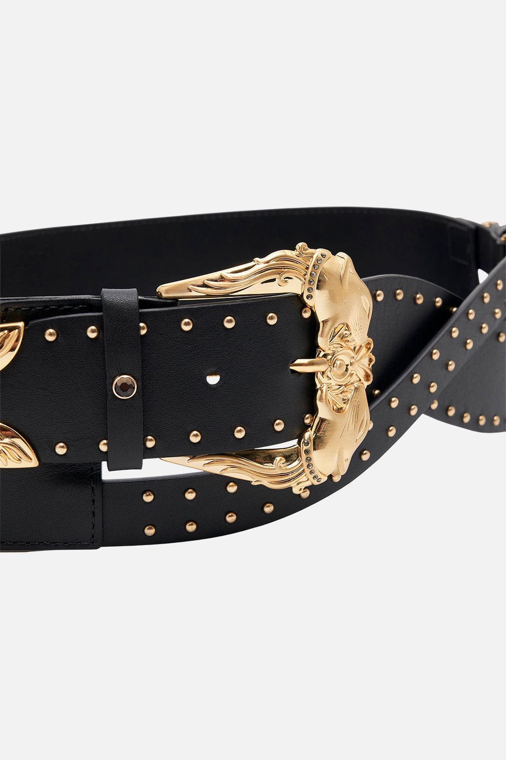 STUDDED BUCKLE BELT SOLID BLACK