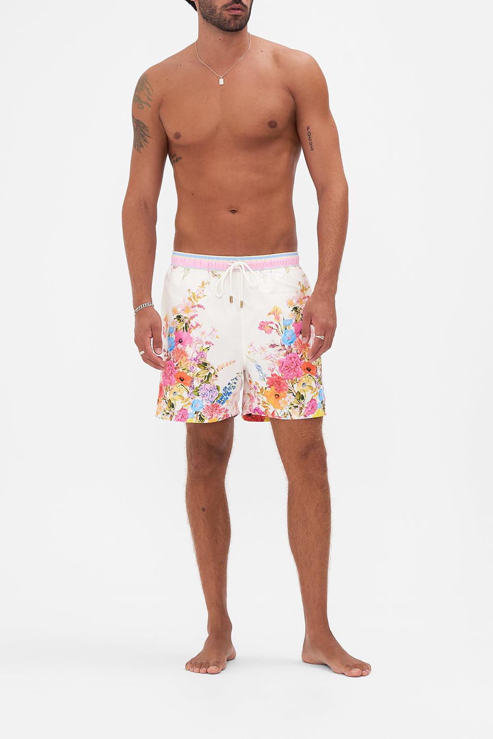 CAMILLA mens floral print board shorts in Divine Divinity print