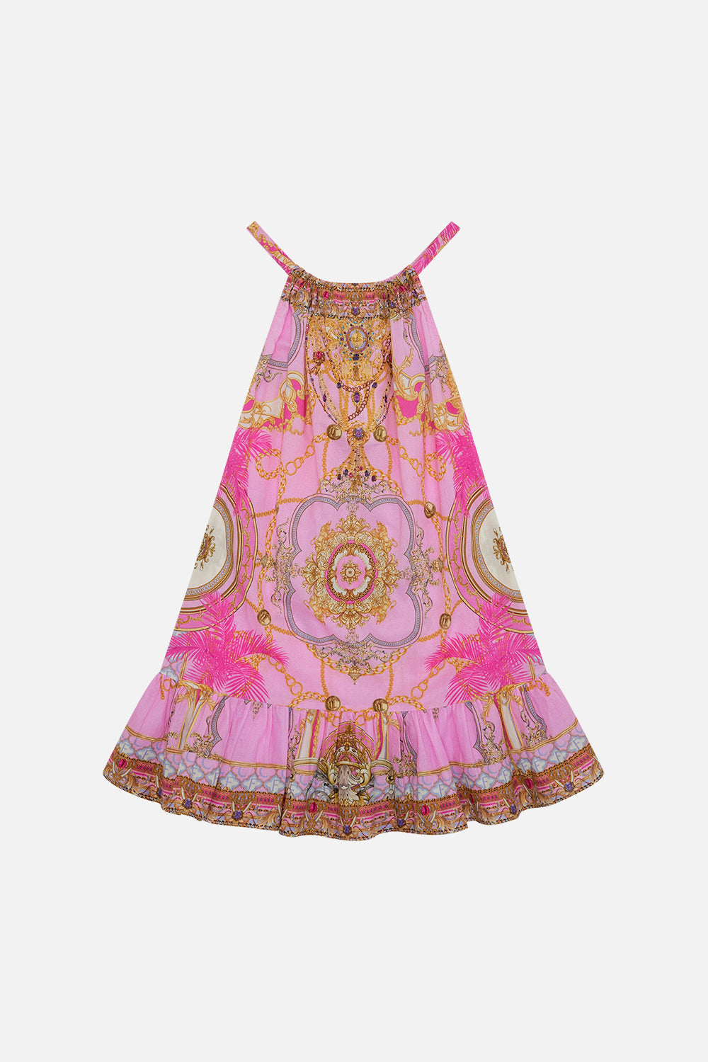 Product view of MILLA By CAMILLA kids pink dress in Tiptoe The Tightrope print