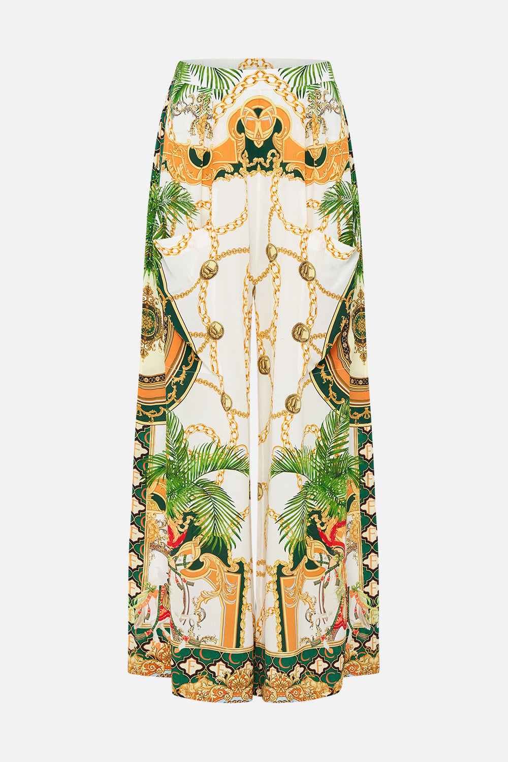 Product view of CAMILLA silk pants in My Sweet Devotion print 