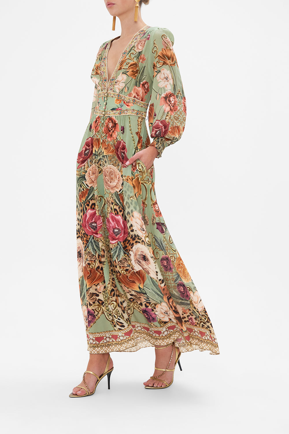 BUTTON DRESS WITH SHAPED WAISTBAND GROW AND GLOW