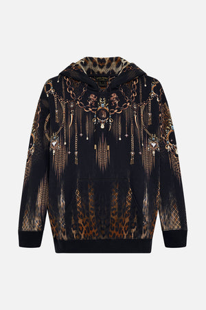 Product view of Hotel Franks by CAMILLA mens black oversized hoody in Jungle Dreaming print