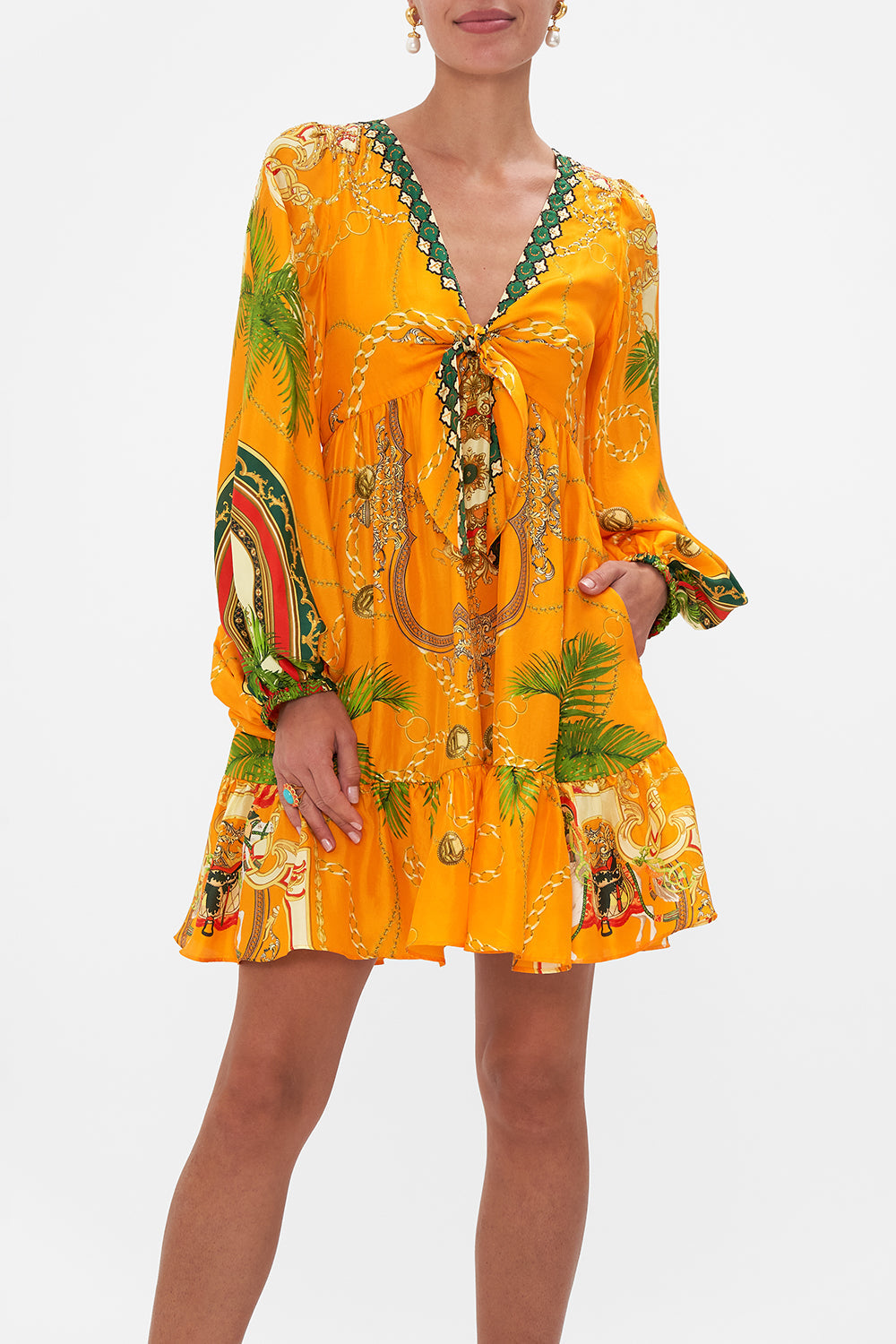 SHORT TIE FRONT BLOUSON DRESS DANCING WITH THE BULLS