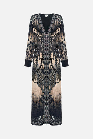 Product view of CAMILLA silk maxi dress in Curtain Call Chaos print 