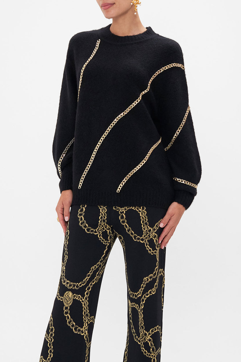 Neon Green Shirt Insert Crew Neck Jumper - Kamilla