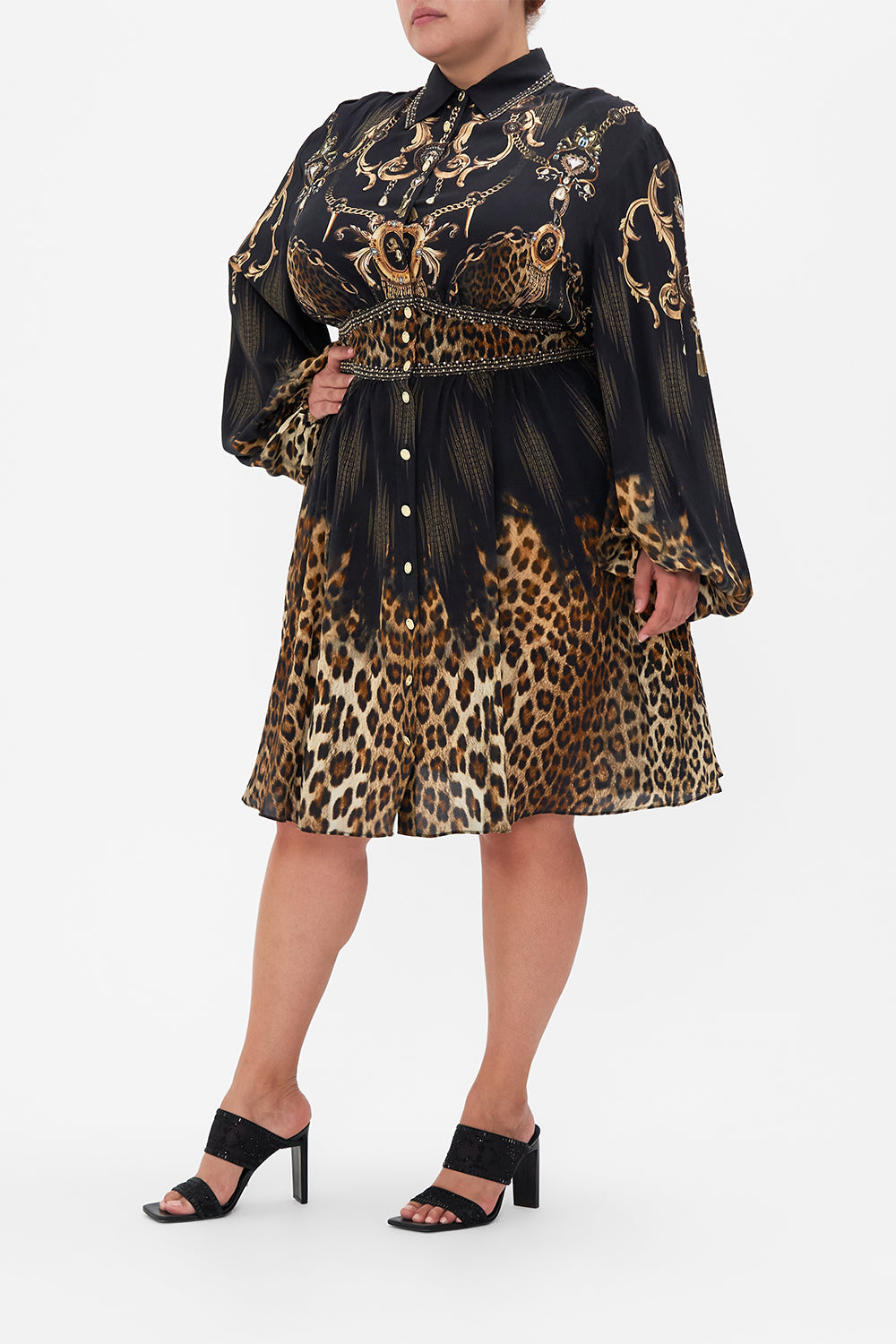 COLLARED SHAPED WAISTBAND DRESS JUNGLE DREAMING