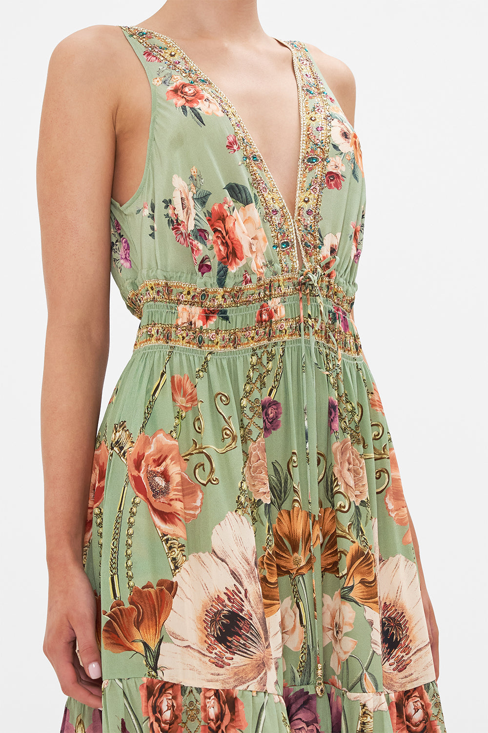 SHIRRED WAIST DETAIL LONG DRESS GROW AND GLOW