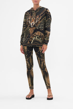 Front view of model wearing CAMILLA legging in Lions Mane print