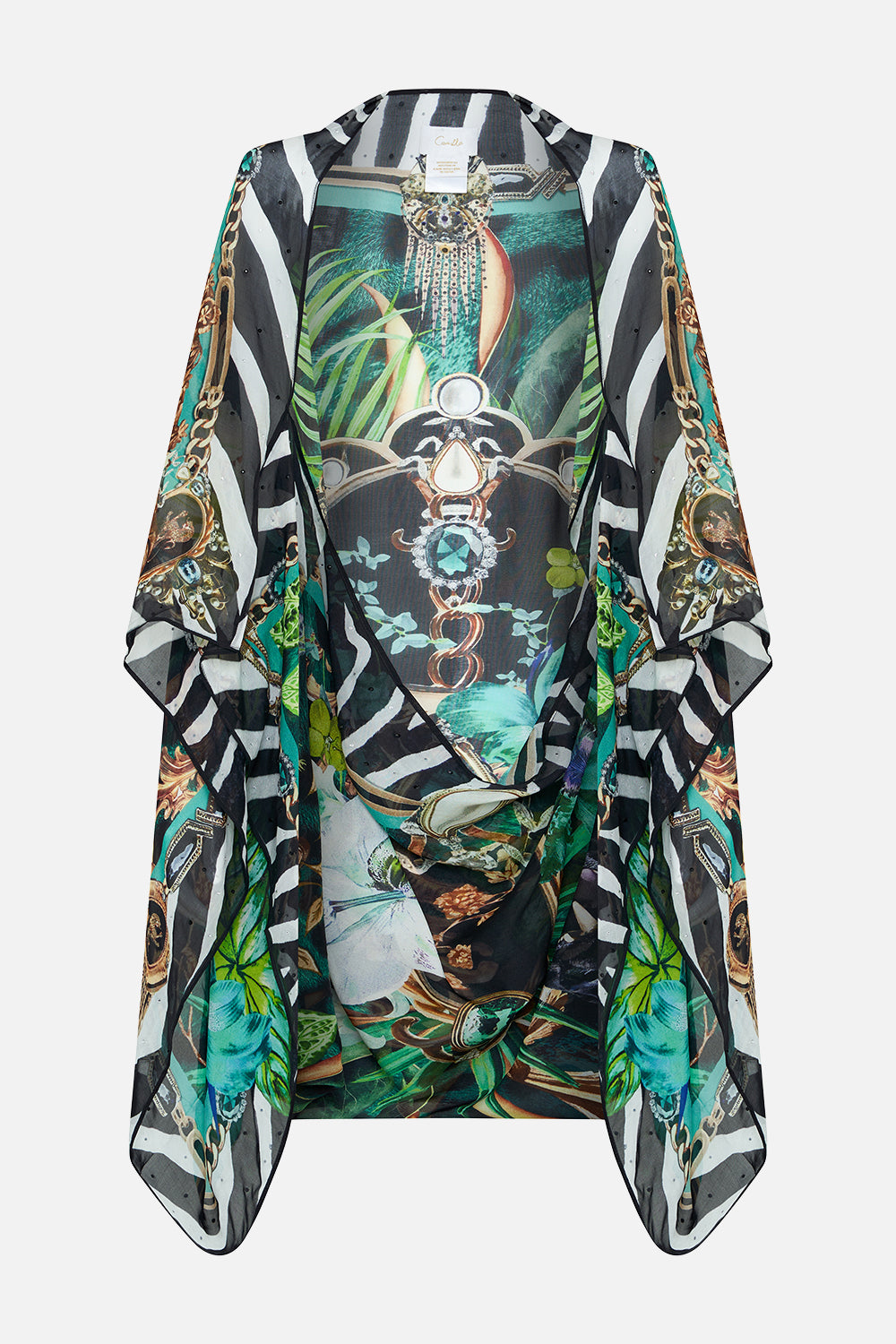 Product view of CAMILLA silk shrug in Sing My Song print