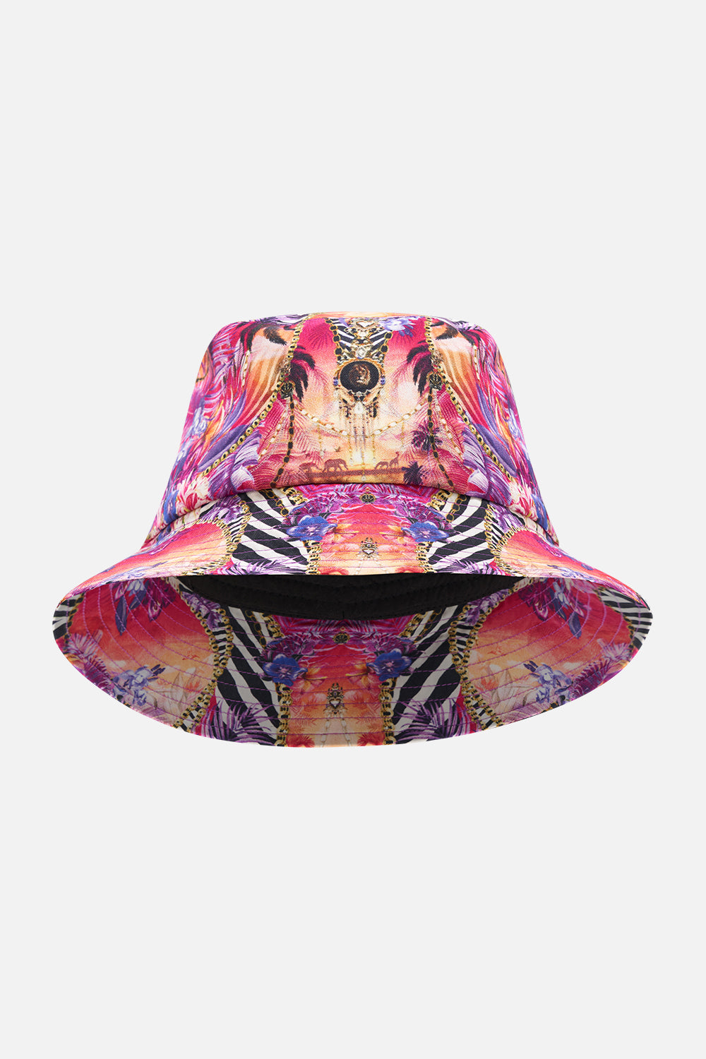 Product view of CAMILLA tropical print bucket hat in Wild Loving print 
