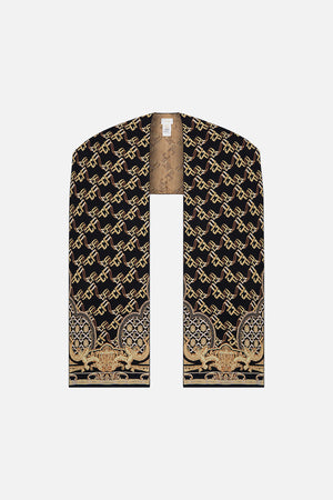 Product view of CAMILLA knit scarf in Tether Me Not jacquard pattern