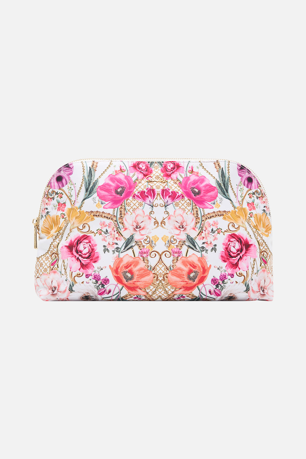 Product view of CAMILLA floral cosmetic case in Detiny Calling  print