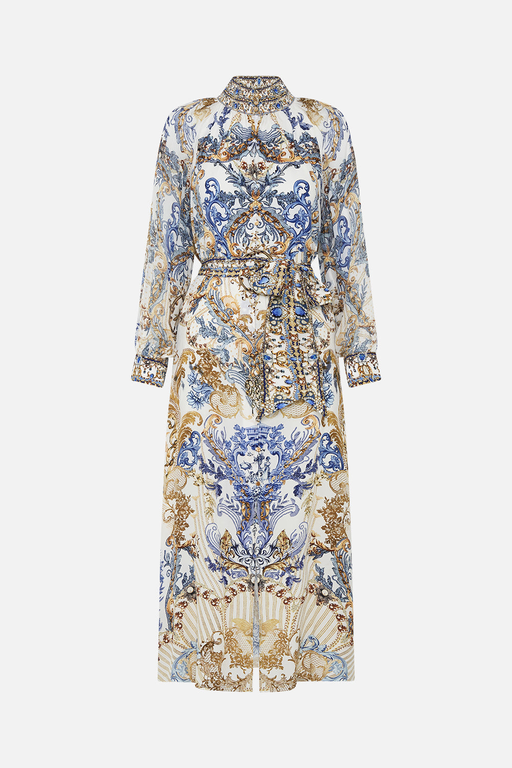 Product view of CAMILLA silk midi dress in Soul Searching print