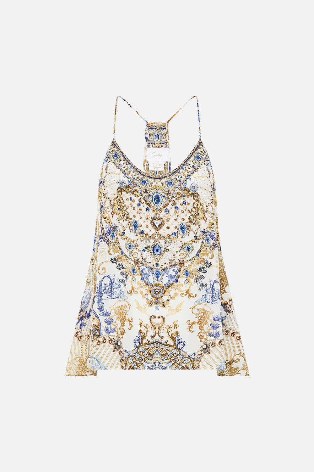 Product view of CAMILLA silk top in Soul Searching print 